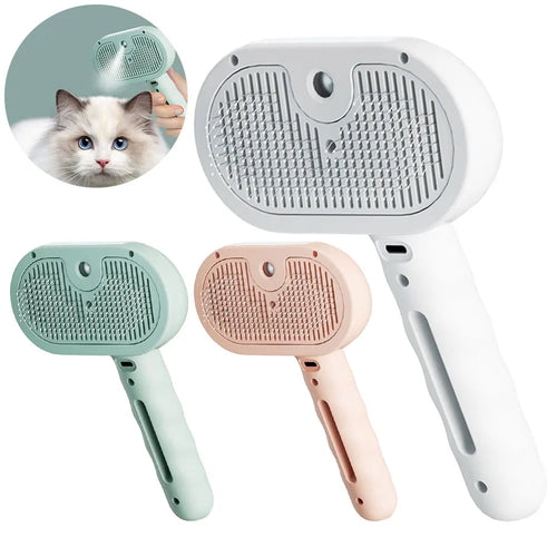 3 in 1 Cat Steam Brush with Release Button Cat Grooming Brush Cat Hair Brush for Shedding & Grooming for Cats Dogs Small Animals
