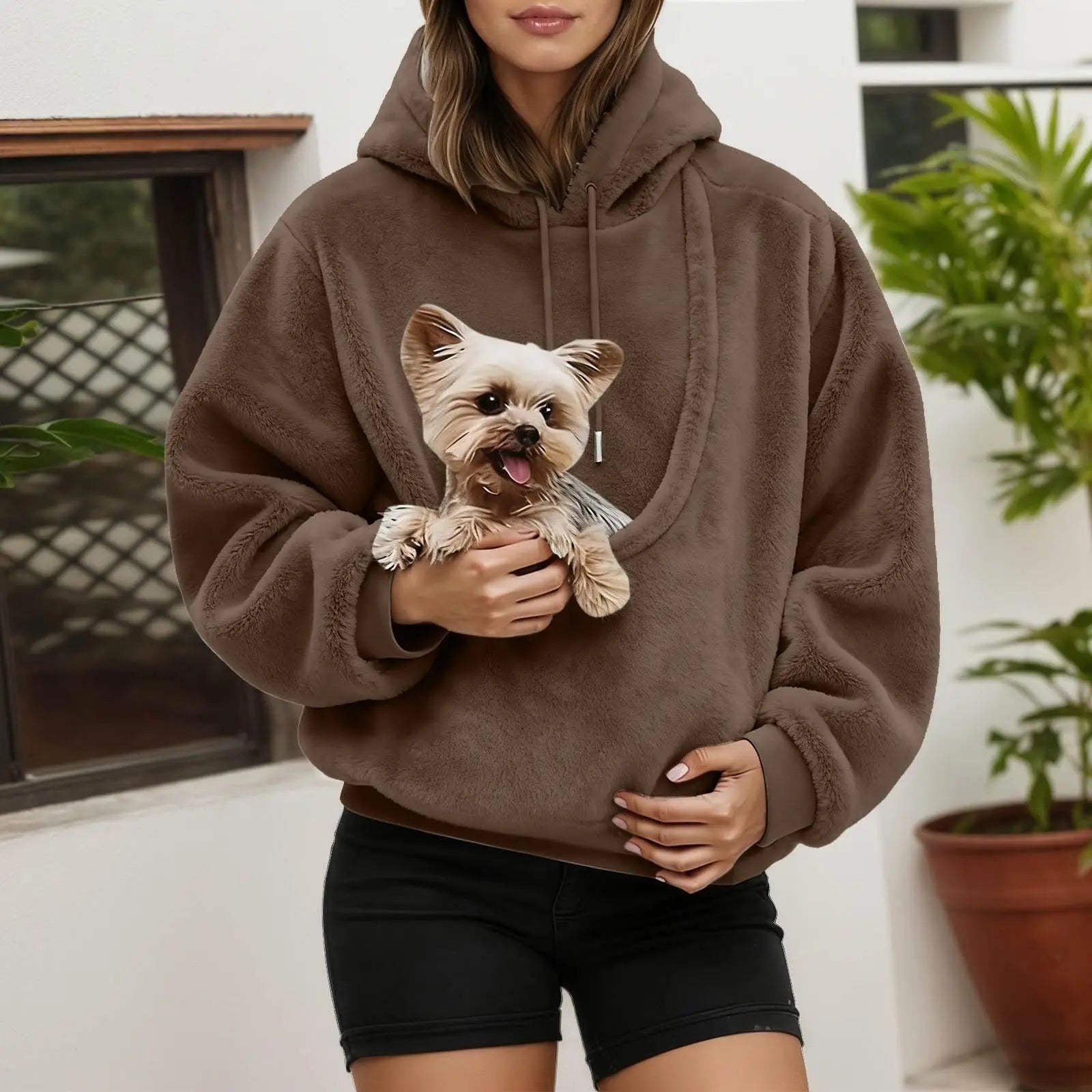 Unisex Pet Carrier Hoodie Cat Dog Bag Long Sleeve Sweatshirt Multiple Colors Plush Daily Wear Fashion Accessory